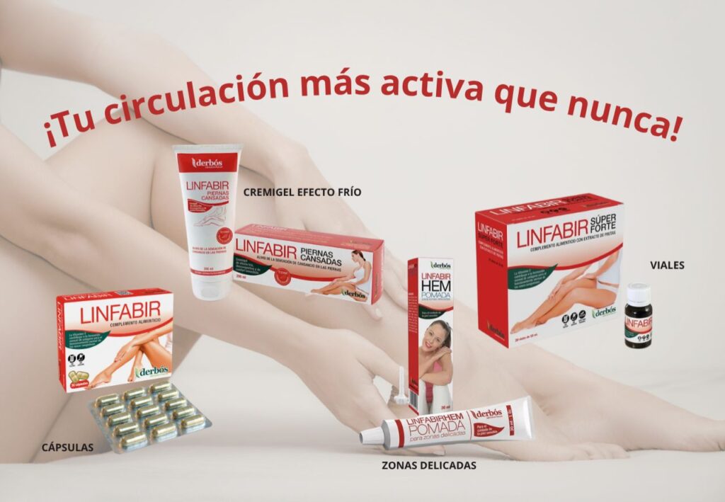 Gama Linfabir de Derbós para piernas cansadas: cápsulas, viales, gel efecto frío y pomada HEM